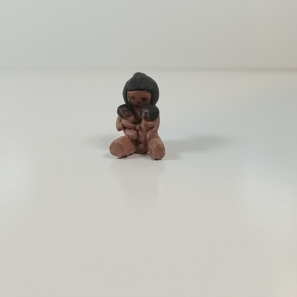 Vintage Cleo Teissedre? Native American Storyteller Miniature Clay Figurine